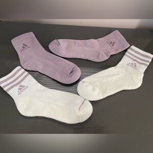 Adidas socks, 2 pairs, purple and white
